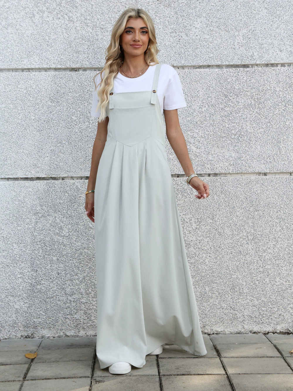 Forever 21 Women's Solid Casual Long Summer Overall Dress